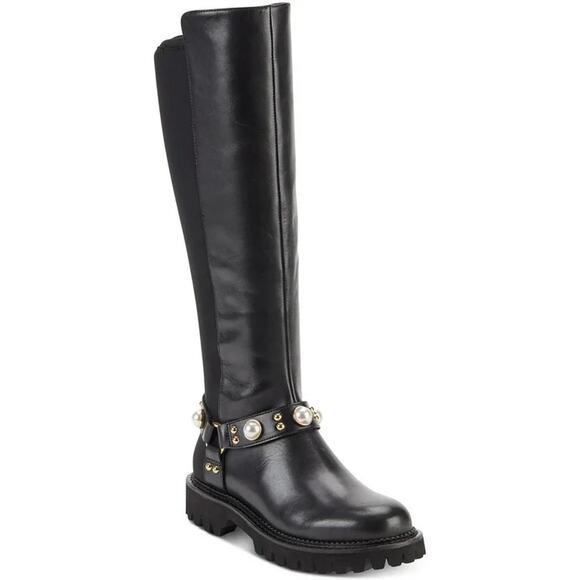 Karl Lagerfeld Paris Tall Black Boots - New Without Box Size 5.5 - Picture 3 of 5